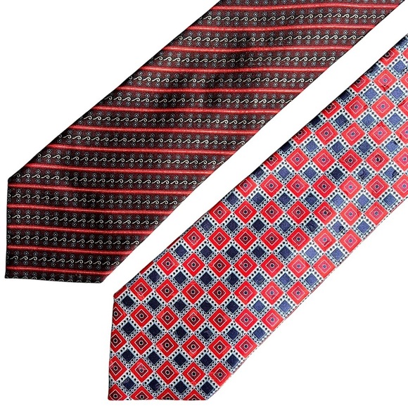 ERMENEGILDO ZEGNA Printed Silk Ties Made In Italy *Set of 2* - Picture 2 of 10